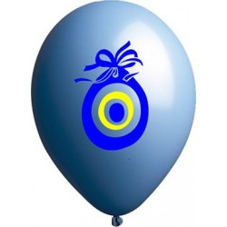 Nazar boncuğu baskılı mavi balon  (100'lü) Nazar boncuğu baskılı mavi balon  (100'lü)
