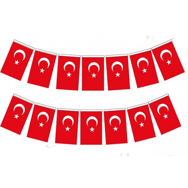 İpe Dizili Türk Bayrağı (40'lı)-12x20 cm