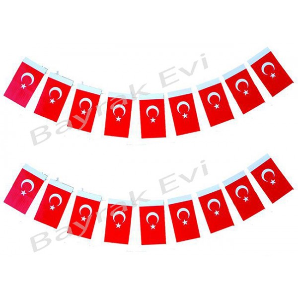 İpe Dizili Türk Bayrağı (40' lı) 8x12 cm