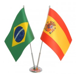 Çiftli Krom brezilya-ispanya Masa Bayrağı