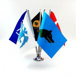 Krom Beşli (5li) Türk Dünyası Masa Bayrağı