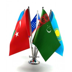 Krom Beşli (5li) Türk Devletleri Masa Bayrağı