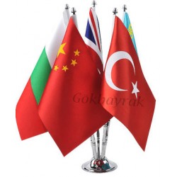 Krom Beşli (5 li) Masa Bayrağı