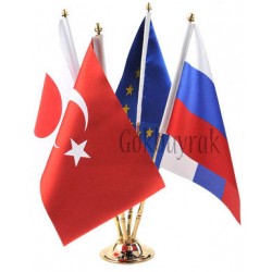 Dörtlü Gold Türk Masa Bayrağı