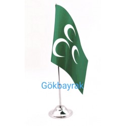 Tekli Yeşil Üçhilal Masa Bayrağı 