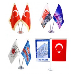 Çiftli Ofis Masa Bayrağı-Özel Baskı Çiftli Ofis Masa Bayrağı-Özel Baskı