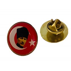 Atatürk Kalpaklı Bayrak Rozet (20 mm)  Atatürk Kalpaklı Bayrak Rozet (20 mm)