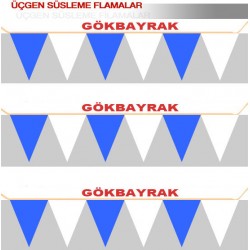 Mavi -Beyaz Üçgen Flama-23x28 cm